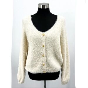 Cotton Emporium Cream Fuzzy Cardigan